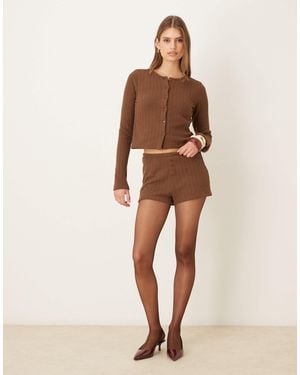 ASOS Co-ord Rib Pointelle Hotpant - Natural