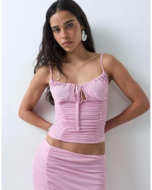 ASOS Co-Ord Mesh Ruched Cami Top - Brown