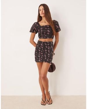 Collective The Label Ruched Mini Skirt - Natural