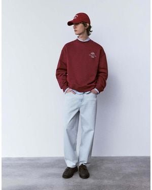 Pull&Bear Round Neck Sweatshirt - Red