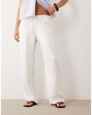 ASOS Pantalones Blanco De Pernera Ancha Sin Cierres De Satén