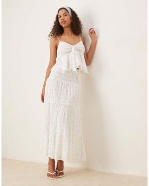 Gina Tricot Tiered Maxi Skirt - Natural