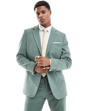SELECTED Linen Mix Slim Fit Suit Jacket - Green