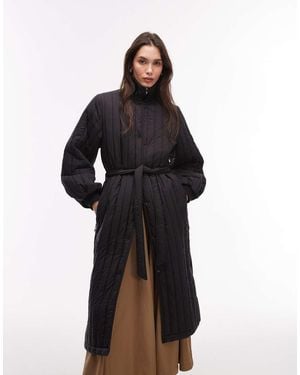 Rains 21870 Banja Water Repellent Quilted Liner Belted Coat - Black