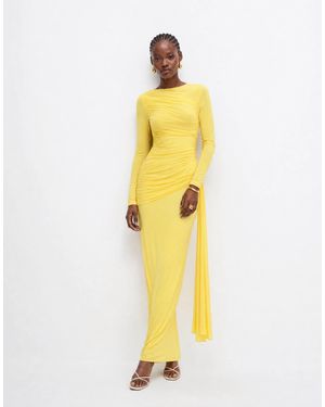 ASOS Sleeveless Maxi Dress With Ruched Bodice Detail - Natural
