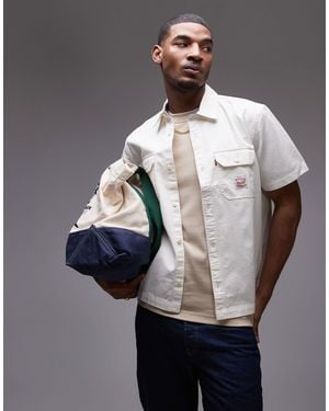 Levi's Workwear Capsule Dalton Short Sleeve Label Logo Pocket Twill Shirt - Grey