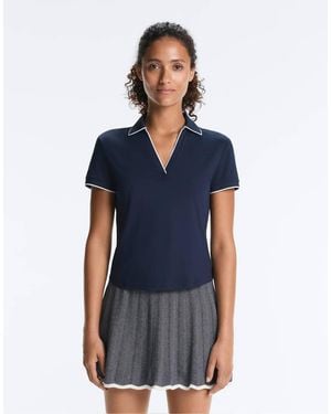 Oysho Comfortlux Short Sleeve Piping Polo Shirt - Blue