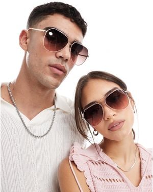 A.J. Morgan – aces up – piloten-sonnenbrille aus goldfarbenem metall mit farbverlauf-gläsern - Pink