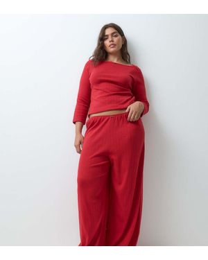 ASOS Asos Design Curve Lounge Pointelle Pyjamabroek - Rood