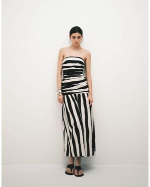 TOPSHOP Poplin Dropped Waist Bandeau Maxi Dress - White