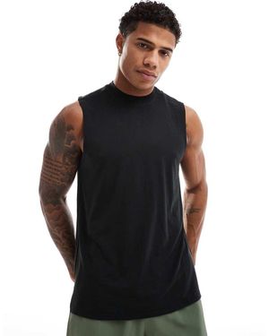 ASOS Icon Performance Jersey Quick Dry Drop Armhole Training Vest - Black