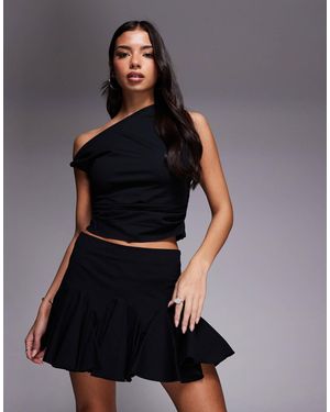 Kaiia Exclusive Cotton Rich Stretch Volume Godet Mini Skirt - Black