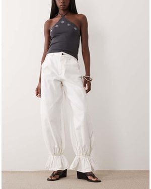 ASOS Balloon Fit Jean With Paperbag Cuff - White
