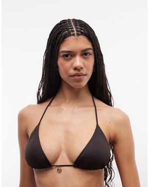 Weekday Top Bikini Scuro Con Charm E Laccetti - Nero