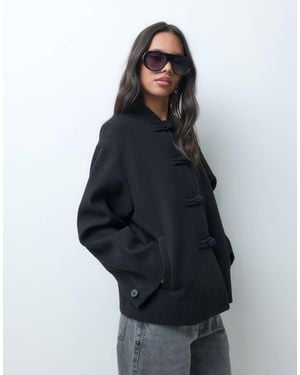 ASOS Collarless Formal Jacket With Frog Closure Trims - Blue