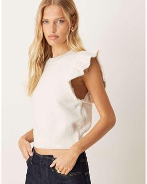 Vila Frill Detail Knitted Vest - Natural