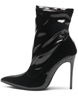 SEQWL Modern Slip On Stiletto Heel Ankle Boots - Black