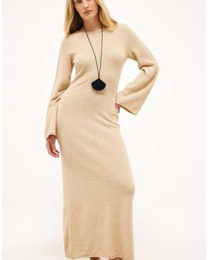 NA-KD Fine Knitted Maxi Dress - Natural