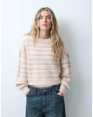 ONLY Maglione Con Spalle Scese Chiaro A Righe - Neutro
