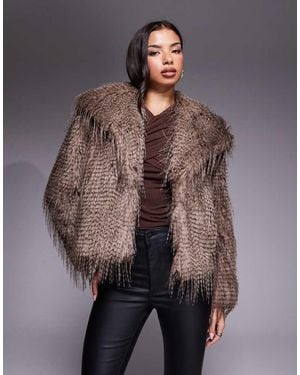 ASOS Short Faux Fur Jacket - Brown