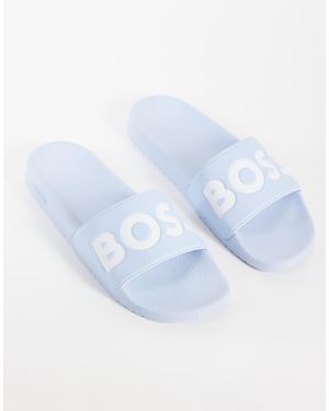 BOSS Boss Black Logo Print Sliders - Blue