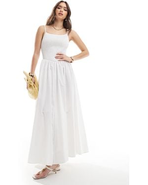 4th & Reckless Shirred Cami V Waist Ruched Skirt Maxi Dress - White