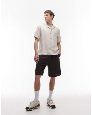 TOPMAN Wide Leg Linen Short - White