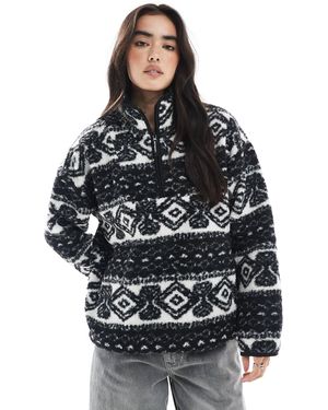 South Beach – gemusterte, kurze teddyfell-jacke - Schwarz