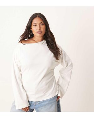 ASOS Asos Design Curve Long Sleeve Off-shoulder Corset Waist Tee - White