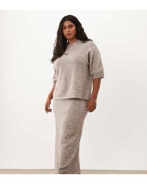 ASOS Asos Design Curve T-Shirt Met Ronde Hals En Co-Ord - Naturel
