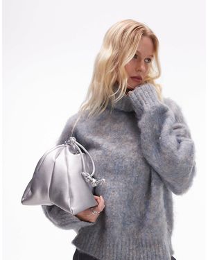 TOPSHOP – mehrfarbiger oversize-rollkragenpullover aus superflauschigem strick - Grau