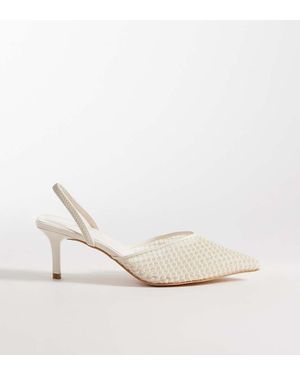 Glamorous Zapatos Blanco De Tacón Bajo Con Perlas De