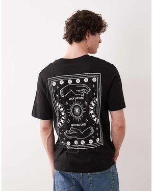 Jack & Jones Oversized T-Shirt Met Dierenriemprint Op De Achterkant - Zwart