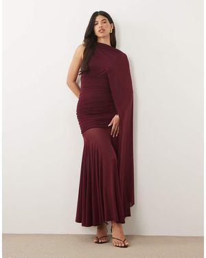 Bardot Alverie Mesh Sleeveless Scarf Detail Ruched Maxi Dress - Red