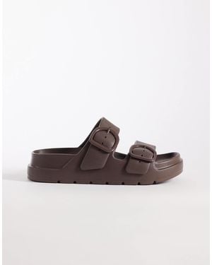 ASOS Finn Double Buckle Slides - Brown