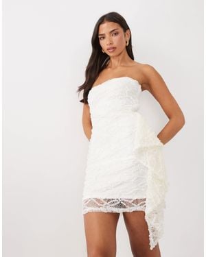 ASOS Lace Sequin Bandeau Mini Dress With Scarf Detail - White