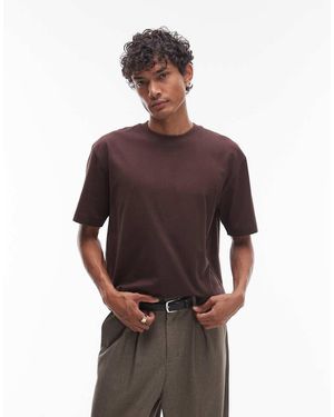 TOPMAN T-Shirt Oversize Effetto Camoscio - Rosso