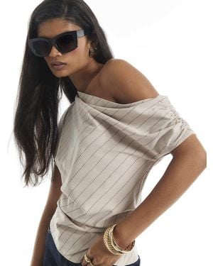 River Island Stripe Asymmetric Top - Grey