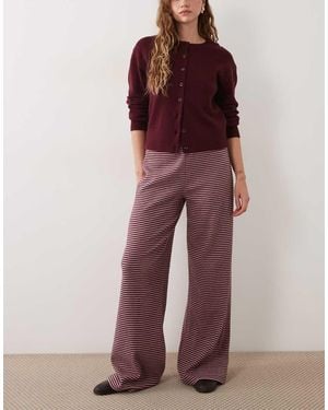 Miss Selfridge Wide Leg Stripe Trouser - Red