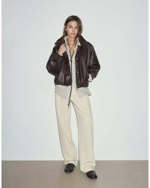 Pull&Bear Wide Leg Tailored Darted Trousers - White