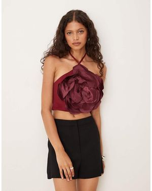 ASOS Floral Corsage Halter Top - Red