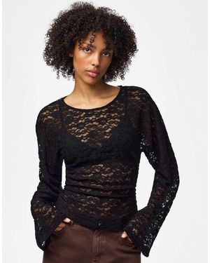 Pieces Alli Jersey Crew Neck Long Sleeve Stretch Top - Black