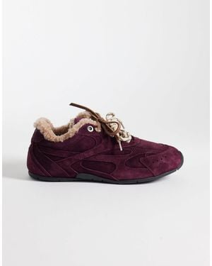 Bronx Myr-aa schnür-sneaker mit lammfell - Lila