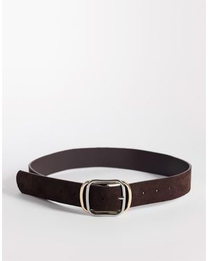 New Look Mixed Metal Suedette Belt - Grey
