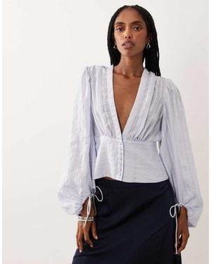 Aware Boho Blouse Met Ballonmouwen En Knoopsluiting - Wit