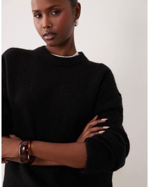 Gina Tricot Pullover aus strick mit rundhalsausschnitt aus wolle und alpaka - Schwarz