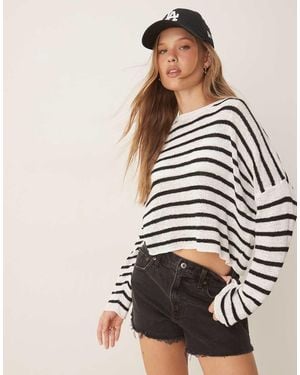 Brave Soul Lightweight Stripe Jumper - White
