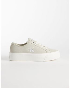 Calvin Klein Suede Lace Up Flatforms - White
