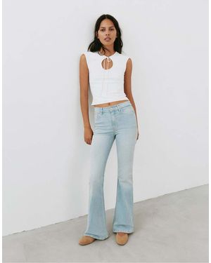 Pull&Bear Skinny Flared Jeans - White