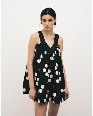 ASOS V-neck Smock Poplin Mini Sundress With Lace Overlay - White